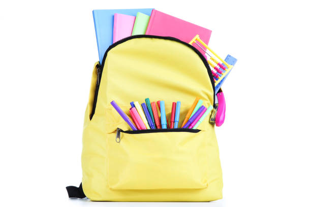 istock Backpack with school supplies isolated on white background 2123276251