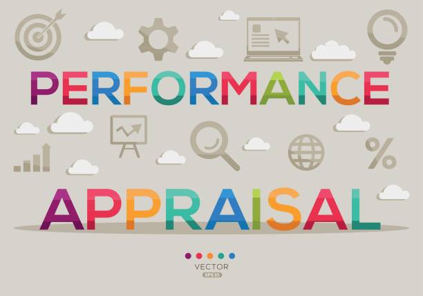 ilustraciones, imágenes clip art, dibujos animados e iconos de stock de evaluación del desempeño concepto de texto. - evaluación del desempeño