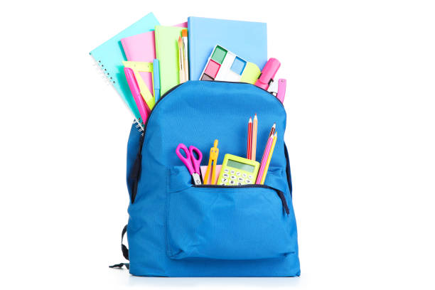 istock Backpack with school supplies isolated on white background 2123283495