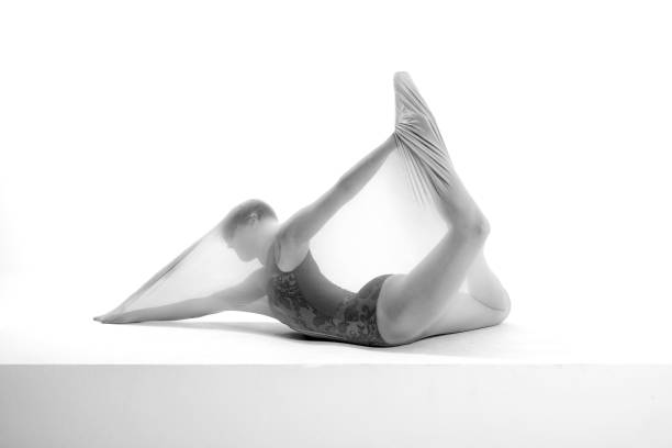 Beautiful ballerina is dancing with transparent socks