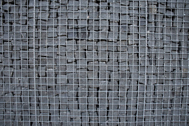 Gabion wall with stones background