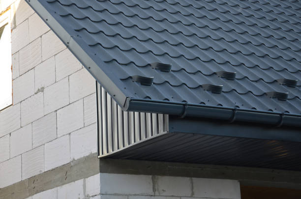istock Rain gutter system and roof snow protection 2123398128