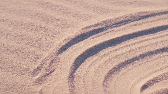 Wind Blowinng over Desert Beach Sand Surface Obliterating Blurring Foot Marks Track Making the Disappear