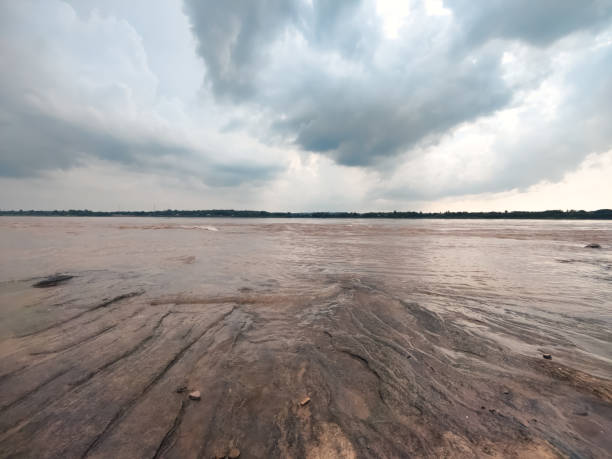 Dramatic sky with Mekong riverside in the countryside in Laos