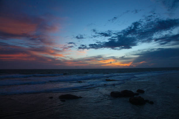 Breathtaking seascape sunset with beautiful sky hues