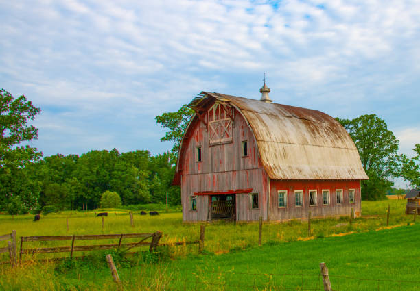 istock Old Weathered Red Barn- Howard County, Indiana 2123460051