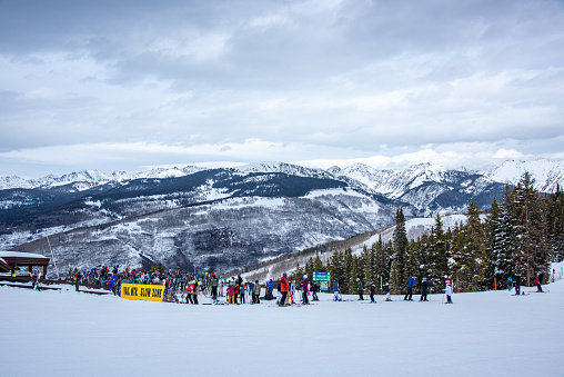 People skiing during winter at Vail, Colorado, USA