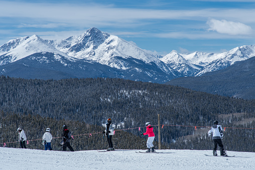 People skiing during winter at Vail, Colorado, USA