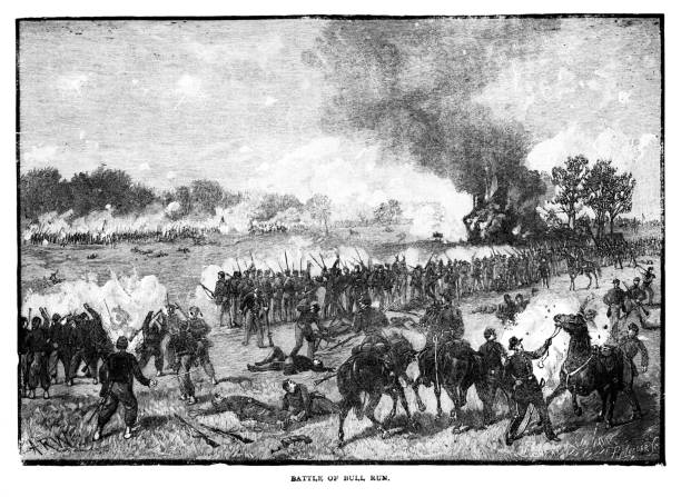 bildbanksillustrationer, clip art samt tecknat material och ikoner med battle of bull run, manassas, virginia , united states, 19th century american civil war history - antietam national battlefield