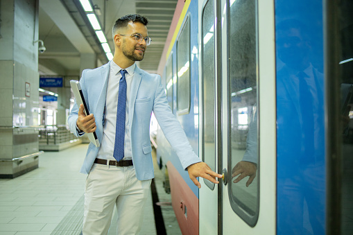 Businessman on the subway