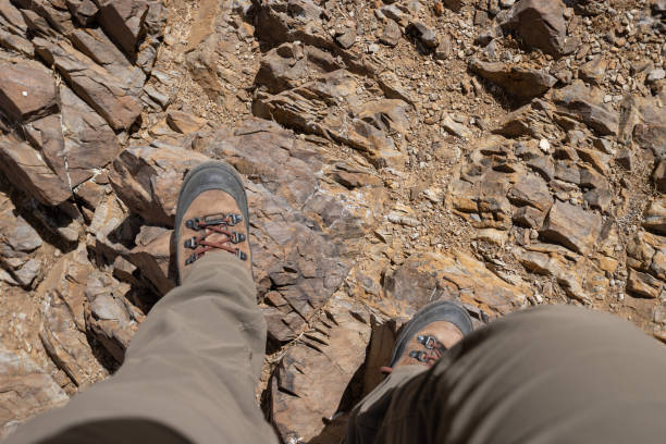 Hiking on rocky mountains