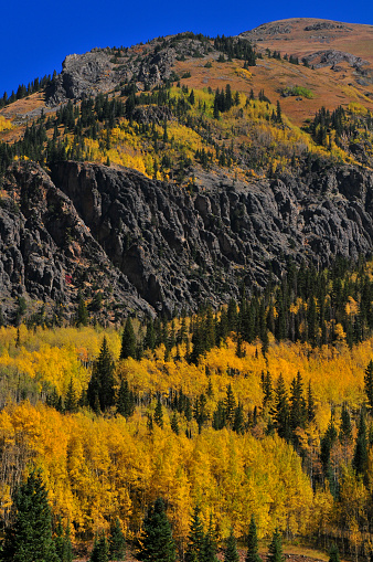 Early fall colors on the mountains around Crystal Lake and Red Mountain Pass from the 