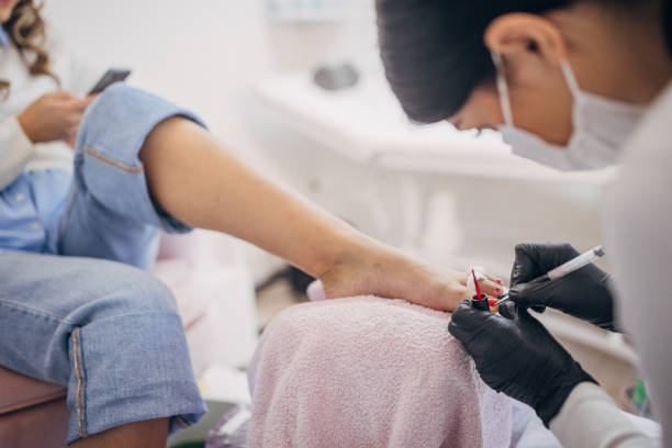 Pedicure session in progress at beauty salon
