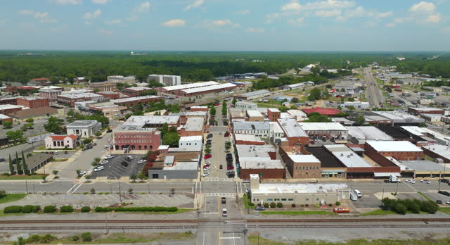 Old historic city architecture in USA. View from above of Tifton, old small town in Georgia