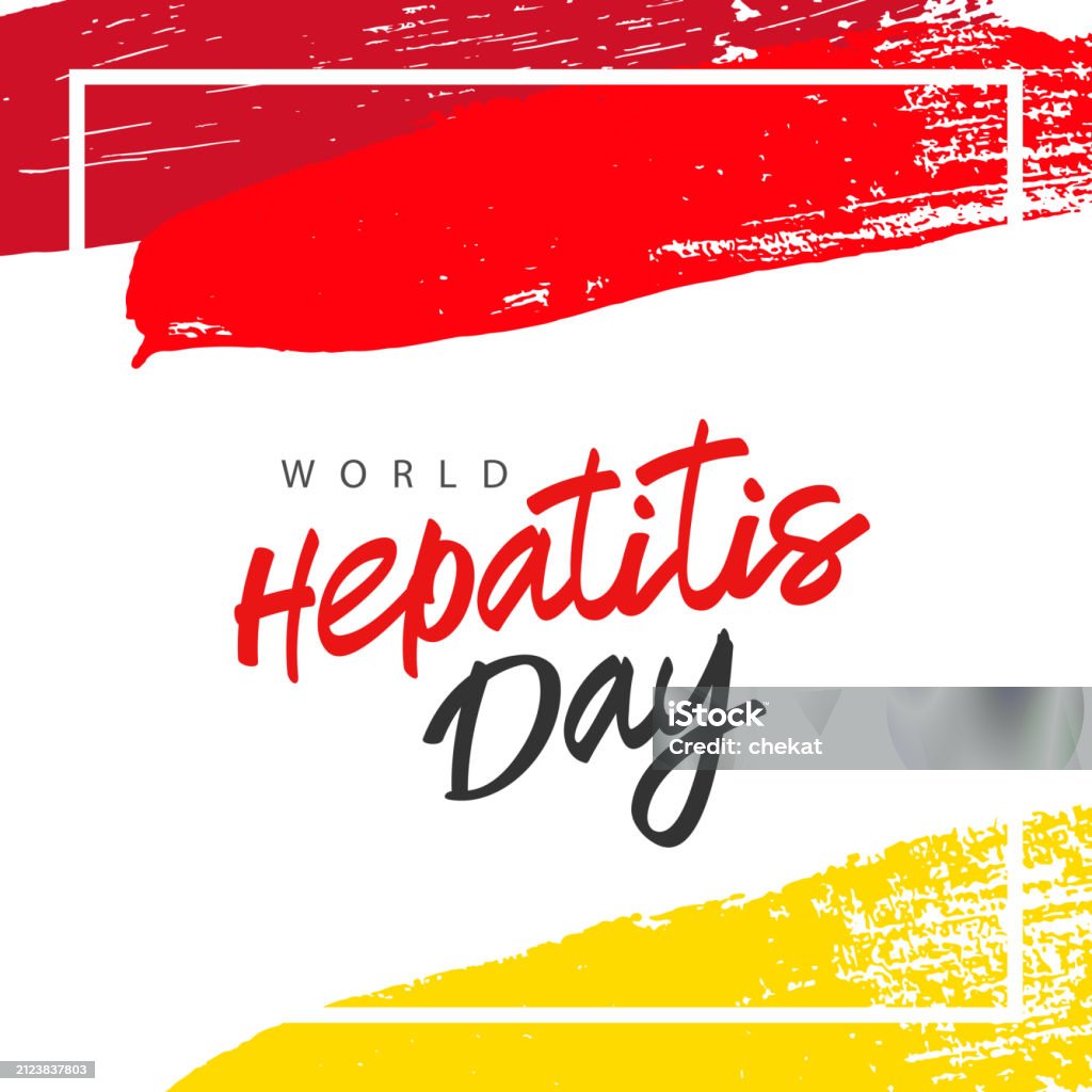 Hepatitis Lettering World Hepatitis Day Red And Yellow Brushstrokes Handdrawn Modern ...