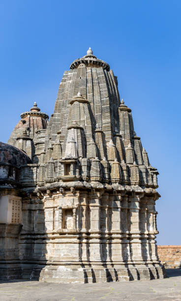 istock ancient temple unique architecture with bright blue sky at morning 2123908914