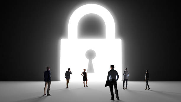 istock 3d render walking crowd people with a case to the opening gate with clearance 2123930814