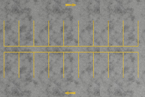 3D illustration Rendering. Empty parking lots, aerial view.