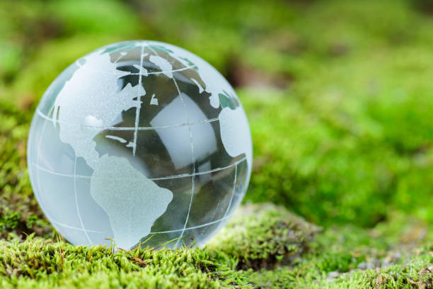istock Transparent Glass Globe Resting on Green Grass for Earth Day Celebration 2123935940