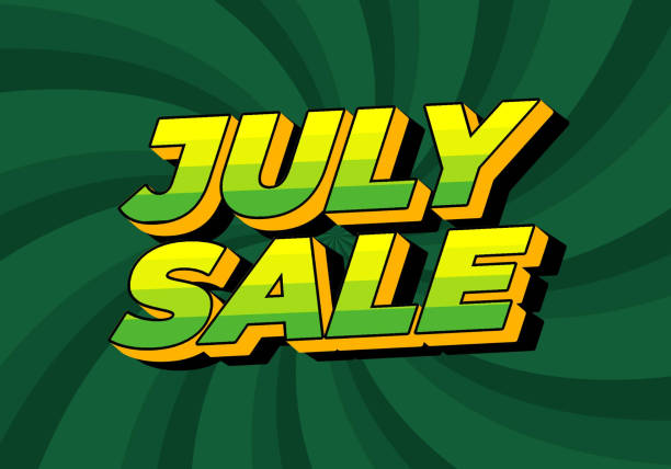 illustrazioni stock, clip art, cartoni animati e icone di tendenza di july sale. text effect in 3 dimension style and eye catching colors - fourth dimension immagine