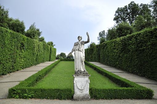 Vienna, Austria - Oct 12, 2019: Classic Sculpture at Belvedere Palace Gardens - Vienna, Austria