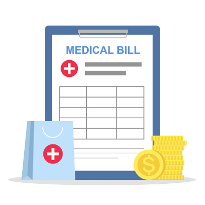 Hospital bill or medical payment concept vector illustration.