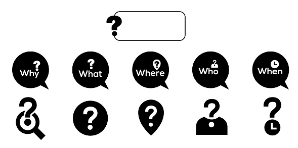 Exploring Questions: Icons for Curiosity and Inquiry. Delve into the realm of inquiry with our collection of question icons. From 'what' to 'why,' 'when,' 'where,' and 'who'.