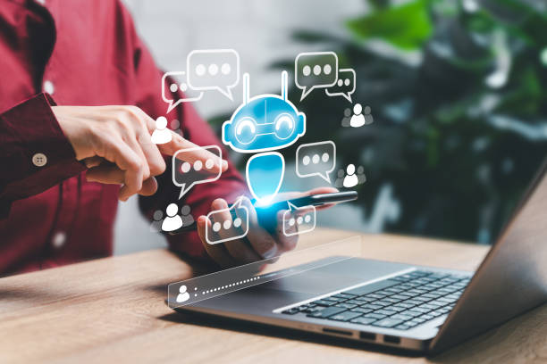 istock Digital chatbot and artificial intelligence (AI) technology for business robot applications, and conversation assistants to develop business wisely technology of the future 2124050589