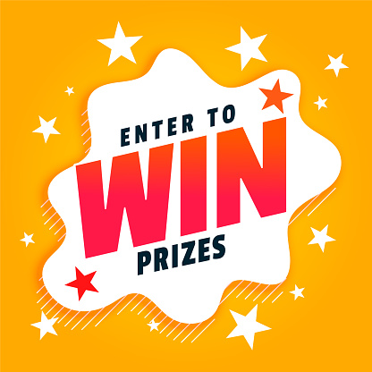enter the lucky draw and win prizes yellow background design vector