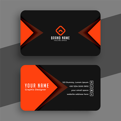 Professional black and orange ready business card template vector