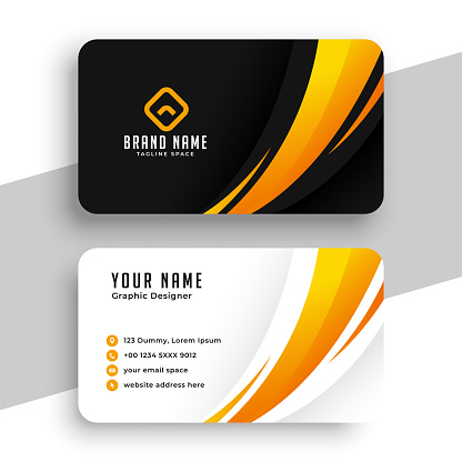 Corporate black and yellow ready business card template vector