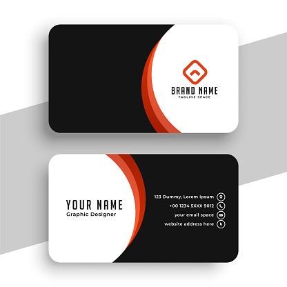 Corporate orange and black elegant business card template vector