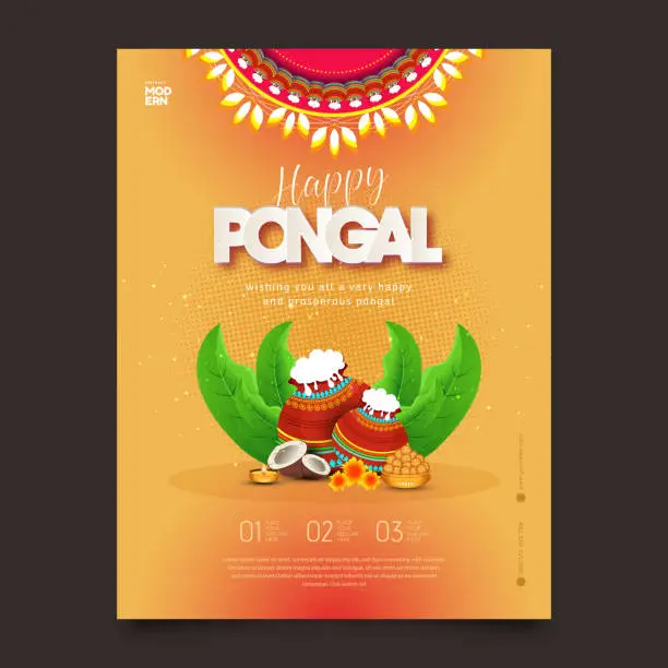 Vector illustration of Happy Pongal greeting background