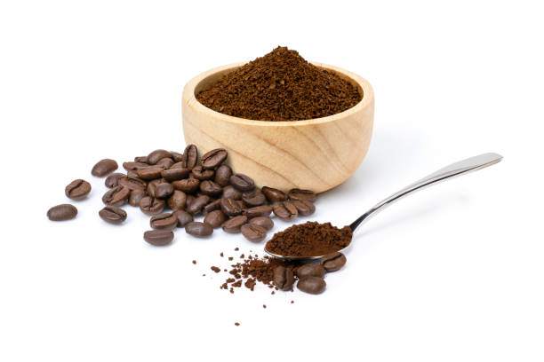 istock Roasted coffee beans with coffee powder (ground coffee) 2124102548
