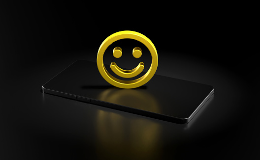 Phone And Smiley Face icon On Dark Background