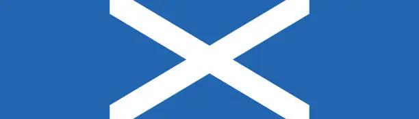 Vector illustration of Scotland flag. Flag icon. Standard color. A long banner. A rectangular flag. Computer illustration. Digital illustration. Vector illustration.