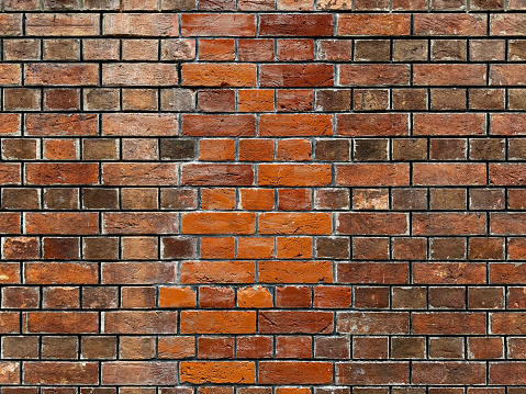 Red brick wall  or red exposed brick weathered texture on a heritage abandoned colonial building. With louvred window. Seamless texture. No people.