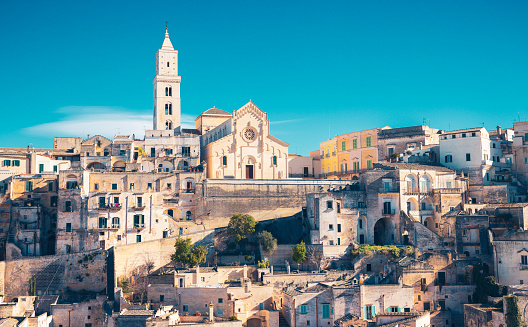 View of ancient town of Matera (Sassi di Matera) in Italy