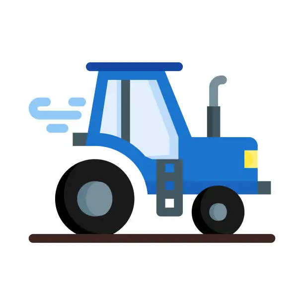 Vector illustration of Tractor icon in flat style with a farming theme vector design