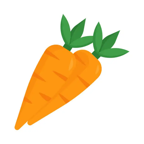 Vector illustration of Carrots icon in flat style with a farming theme vector design