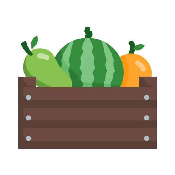 Vector illustration of Fruits icon in flat style with a farming theme vector design