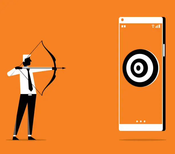 Vector illustration of Hitting the target - Businessman