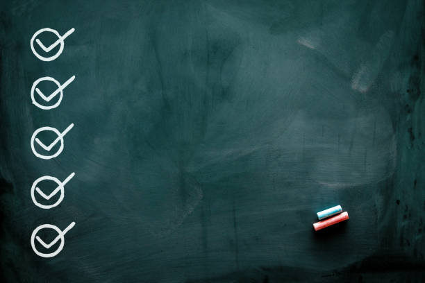 Blank blackboard with chalk background texture stock photo