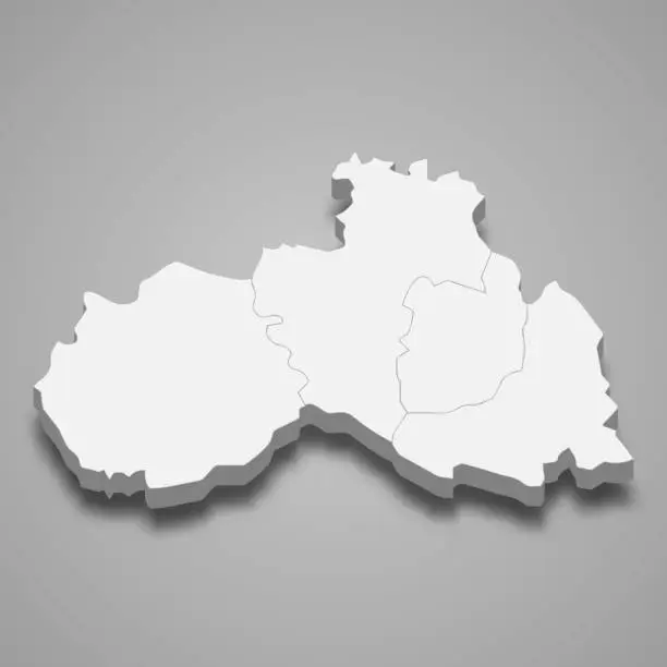 Vector illustration of 3d isometric map of Liberec is a region of Czech Republic