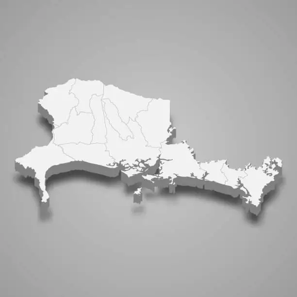 Vector illustration of 3d isometric map of Chiriqui is a province of Panama