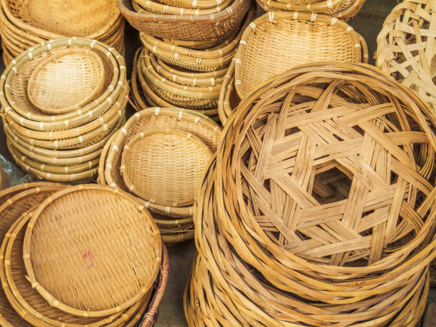 istock Random assortment of woven cane baskets 2124347669