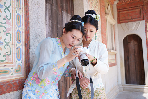 Girls looking at camera together