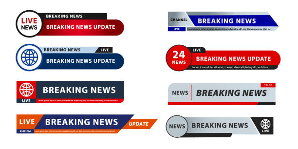 Breaking news lower third design tv design bar vector video Breaking news lower third design tv design bar vector video vector breaking news stock illustrations