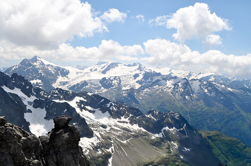 Photo taken from the peak at Obwalden, with height around 3300 meters above sea level, seeing all breathtaking central Swiss Alps and highlands.