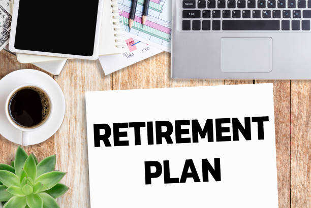 istock Business quotes, RETIREMENT PLAN on notebook or paper in office desk, office workplace 2124408412